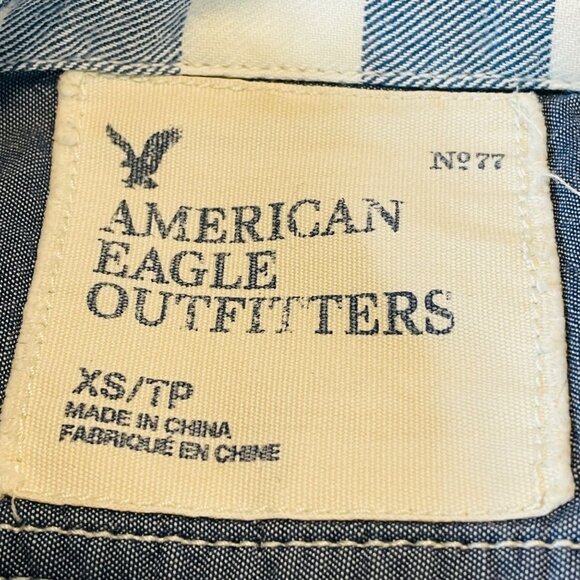 American Eagle Outfitters Blue & White Plaid Button-Up Shirt XS - Picture 5 of 6